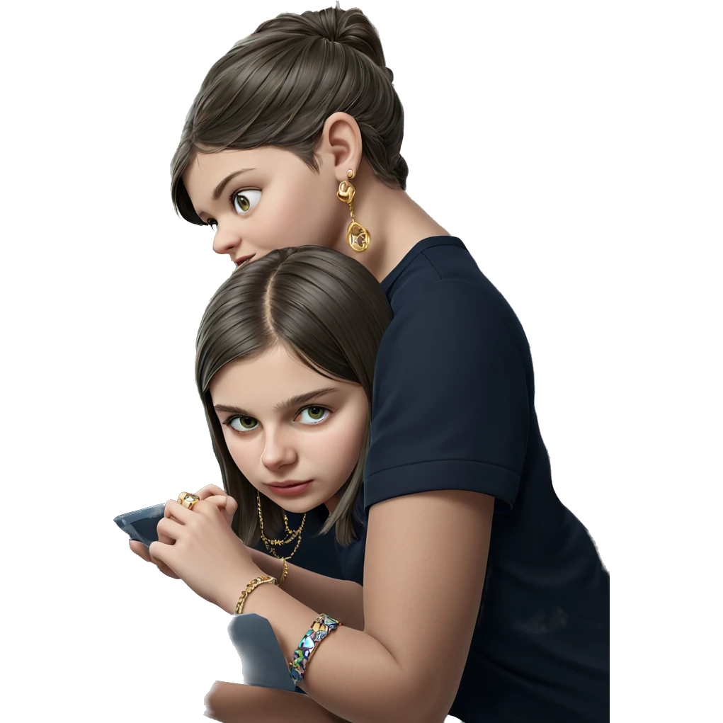 girl holding jewelry by window emoji