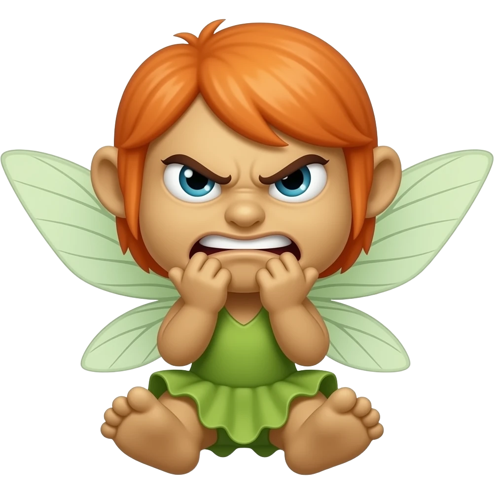 make a ginger fairy chocking herself with an angry face emoji
