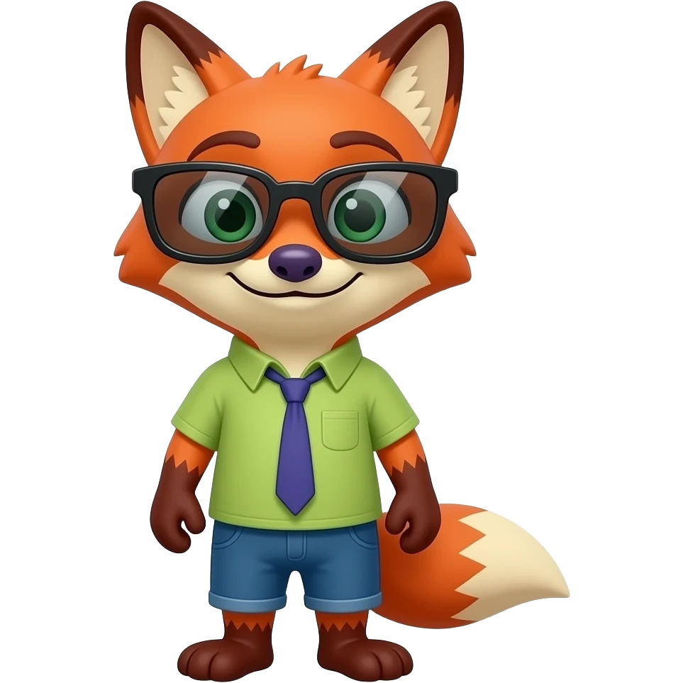 MAKE A FOX CARTOON CHARACTER WITH COOL GLASSSIS emoji