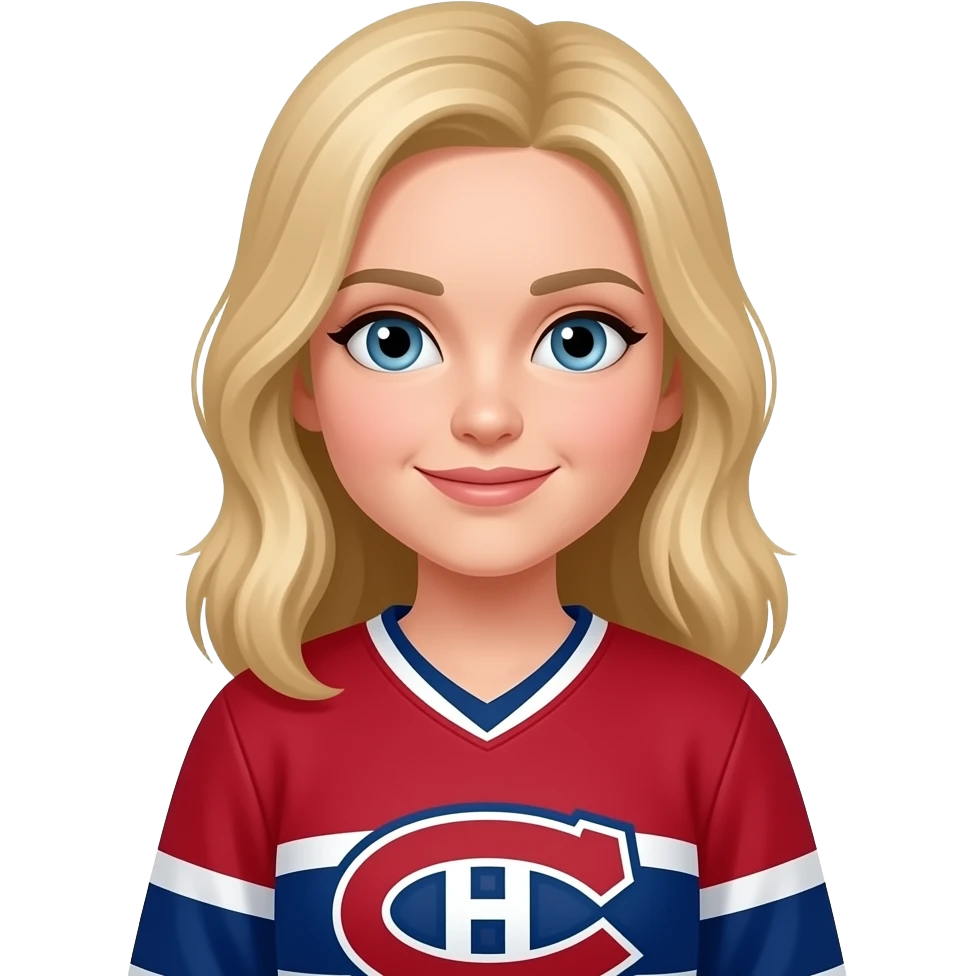 blond girl with the jersey of the Montreal Canadians emoji