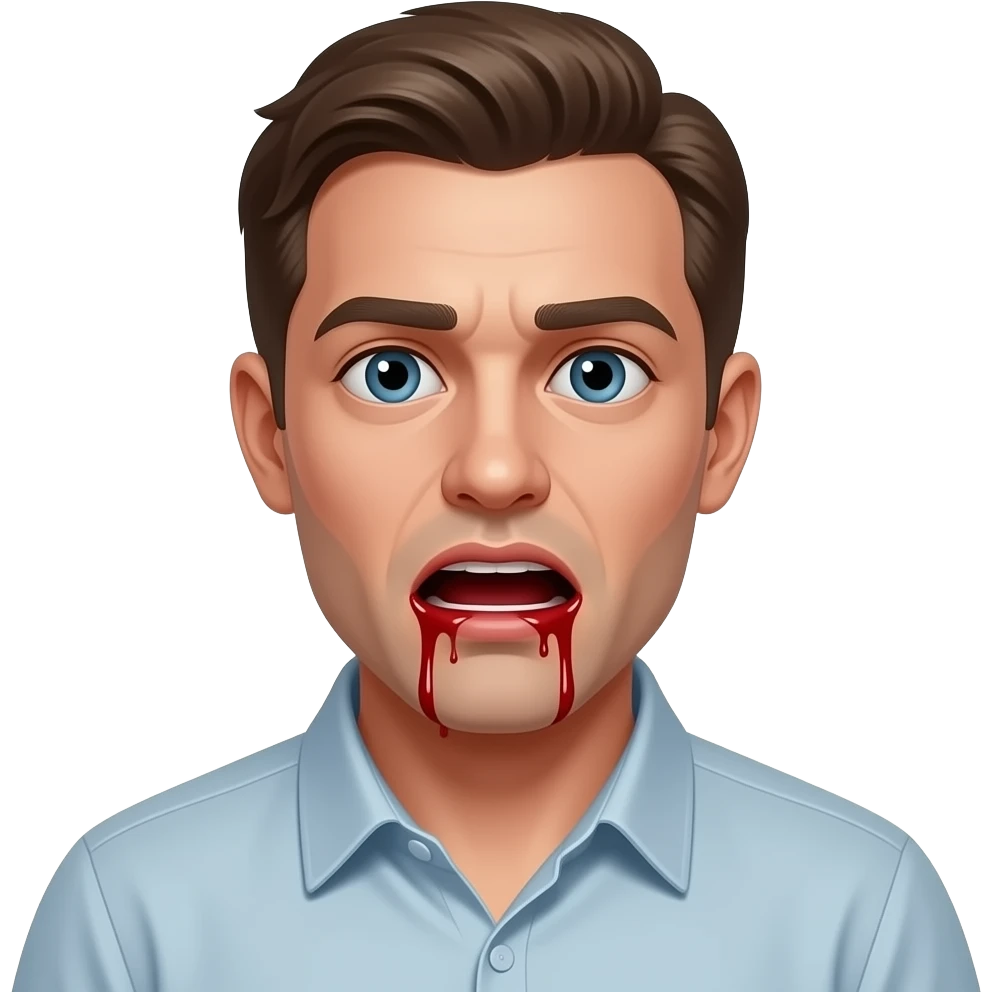 Faça uma pessoa se enforcando cuspindo sangue e faça ele mais realista e com mais cara de terror emoji