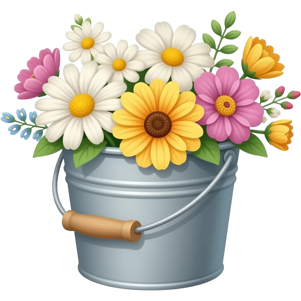 Bucket of flowers emoji