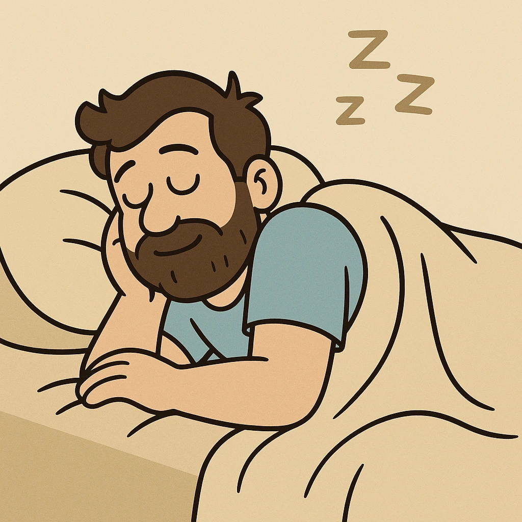man sleeping peacefully with a blanket, simple and clear, minimal style, gentle expression, relaxed pose emoji