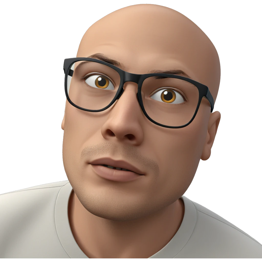 bald boy in glasses portrait emoji