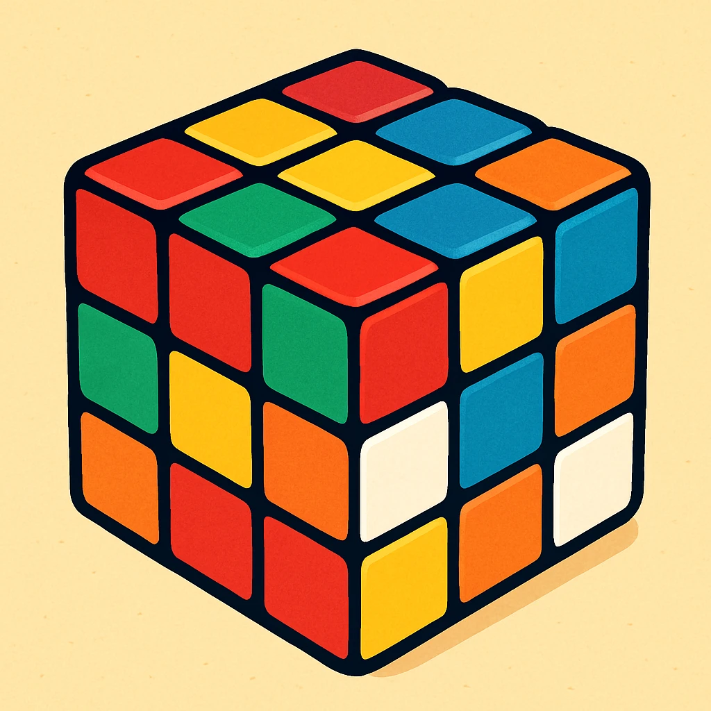 rubik's cube vibrant cartoon style emoji