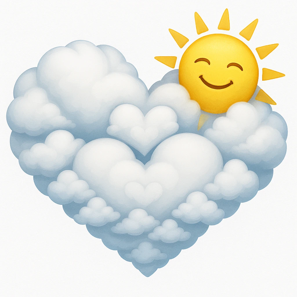 cloud heart emoji with a sun emoji