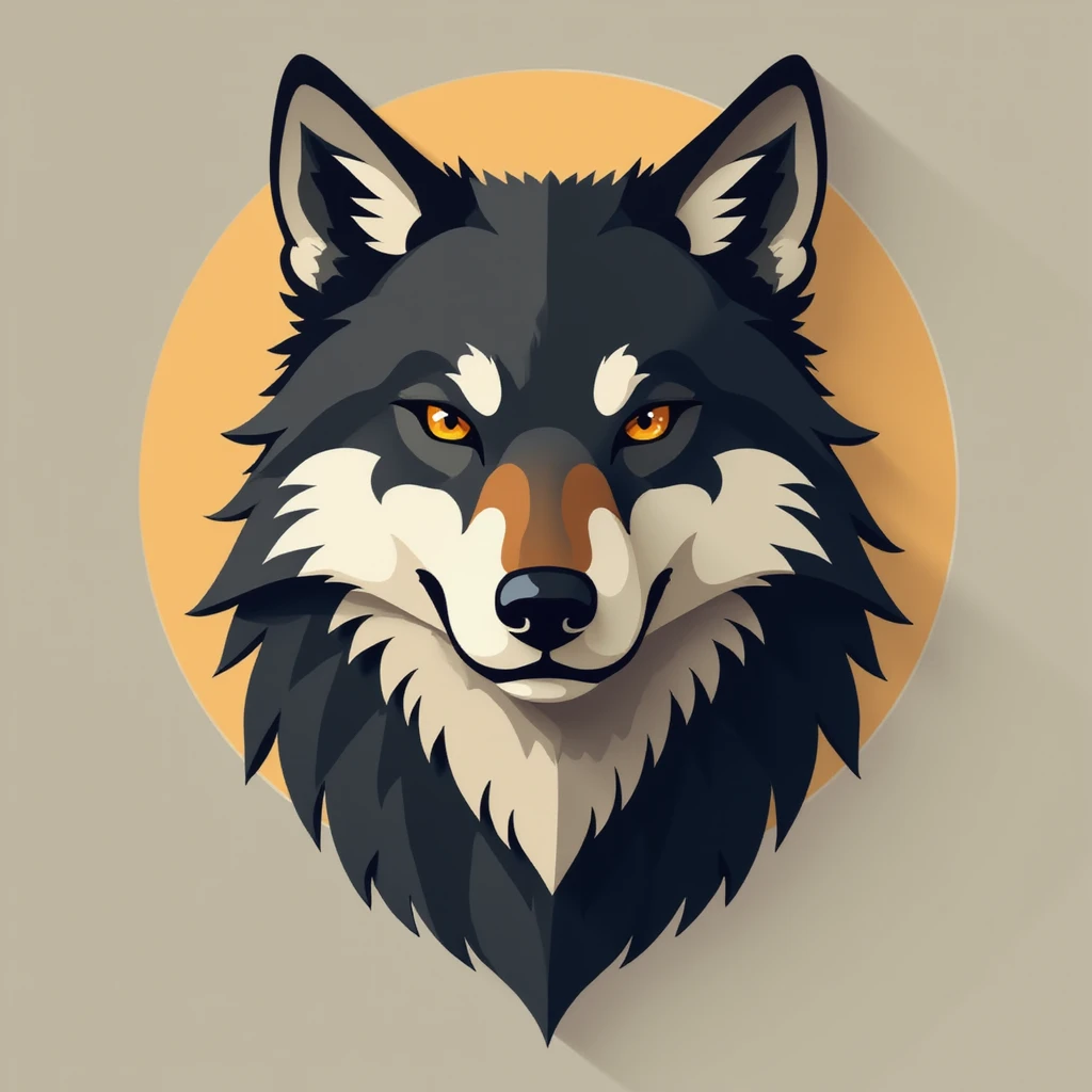 Flat design style wolf emoji