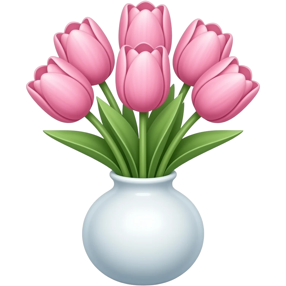pastel pink tulips in white vase emoji