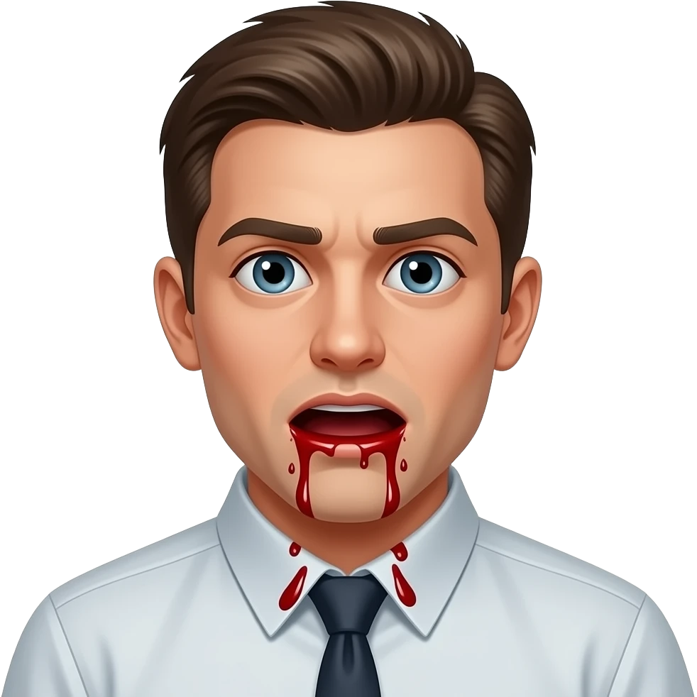 Faça uma pessoa se enforcando cuspindo sangue e faça ele mais realista e com mais cara de terror emoji
