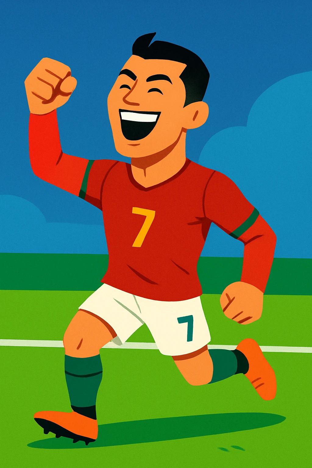 Ronaldo as a cartoon football player, celebrating a goal, vibrant colors, simple background emoji