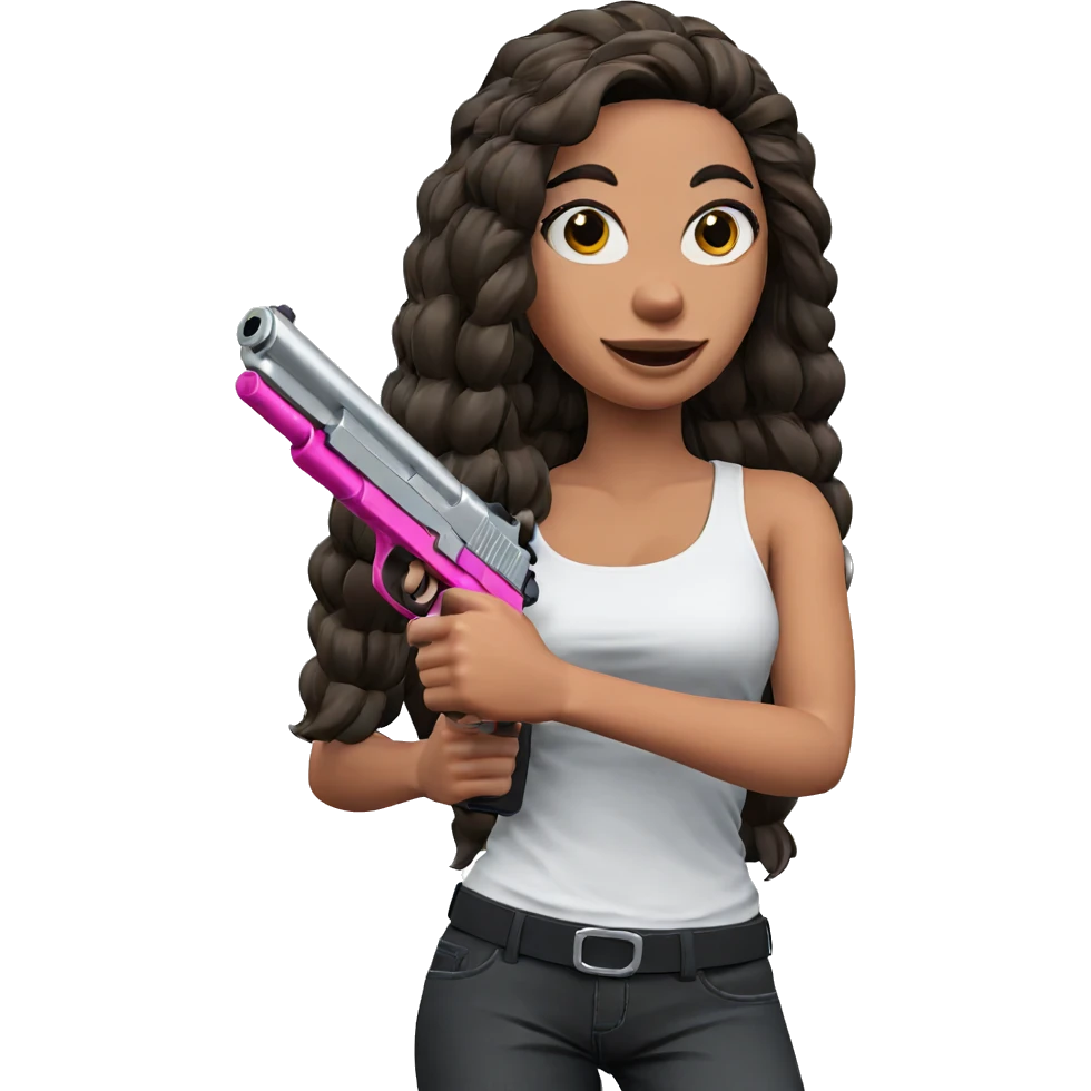 smiling girl with gun emoji