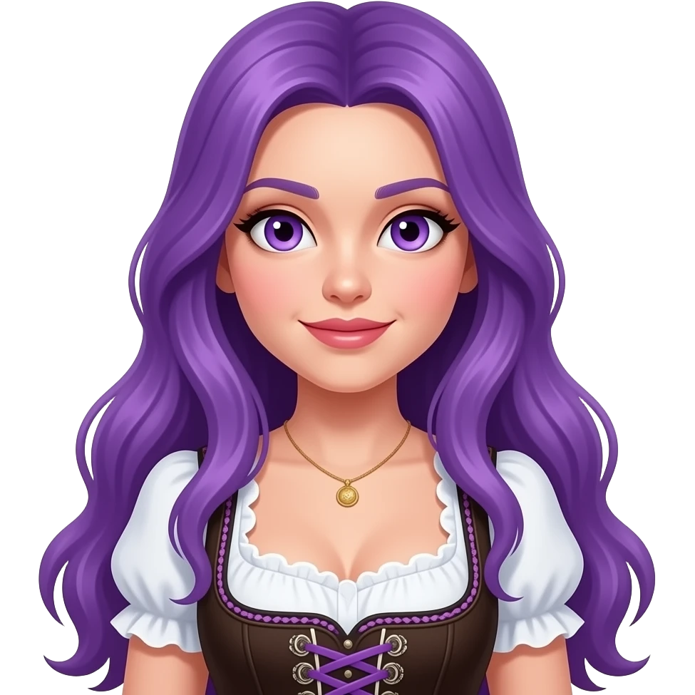 sexy girl with long purple hair and purple eyes wearing a dirndl emoji