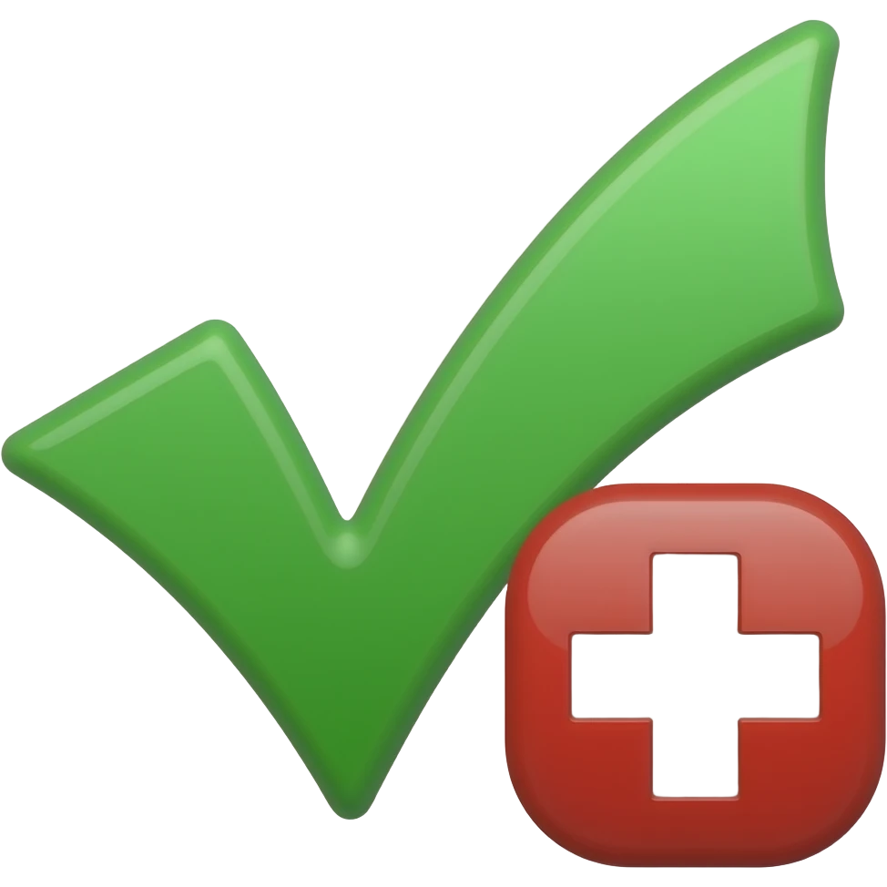 Green tick mark and red cross mark emoji