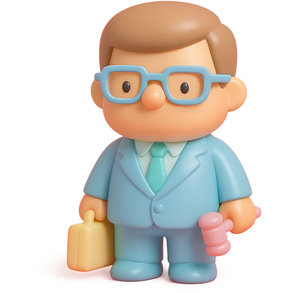 lawyer as a vinyl figure, with a stylized and collectible look emoji