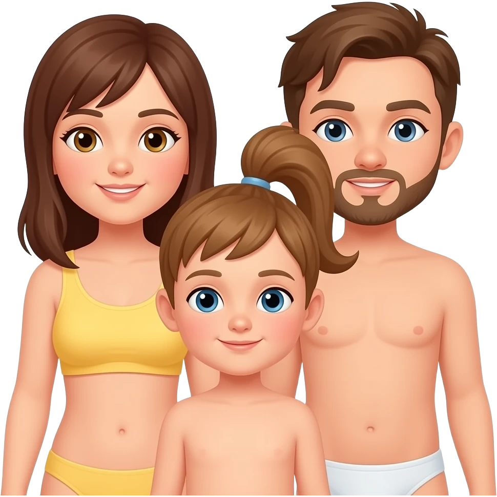 Familia nudista sin ropa emoji