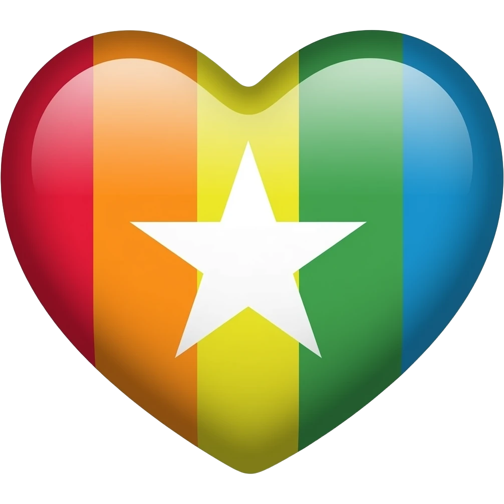 Progress flag heart red, orange, yellow, green, blue, violet, white, pink, light blue, brown and black emoji