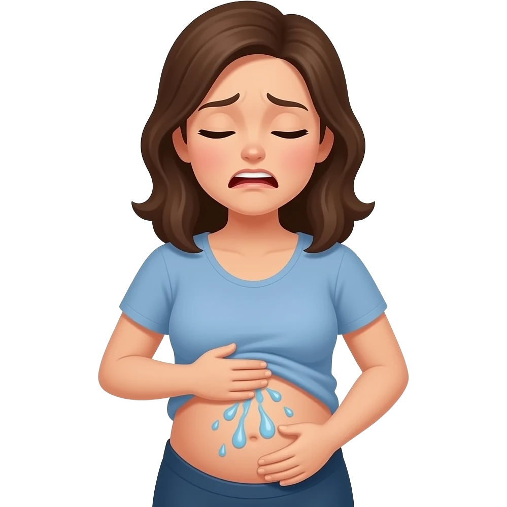 Woman in pain because water is breaking emoji