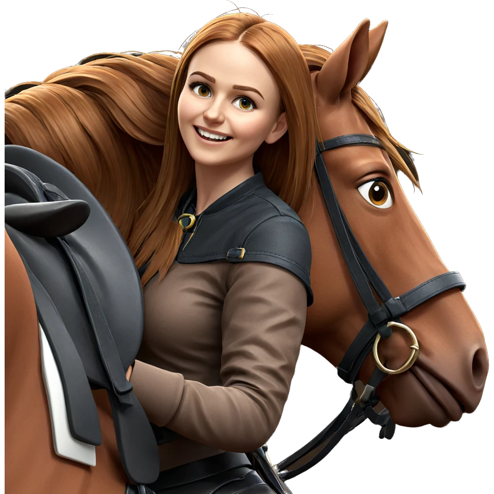 smiling girl riding a horse emoji