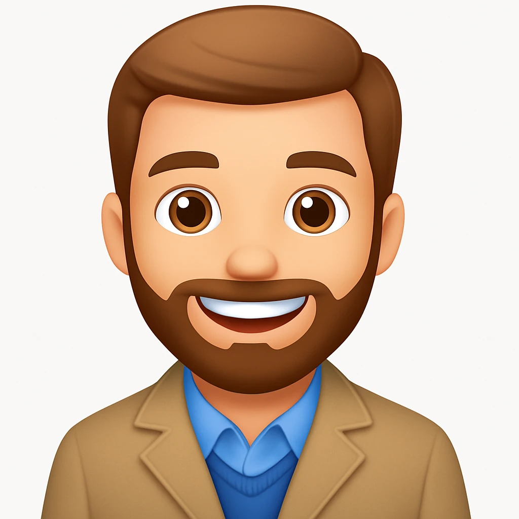 turn the second man in emoji style of the 1st image, match the facial features and clothes  emoji