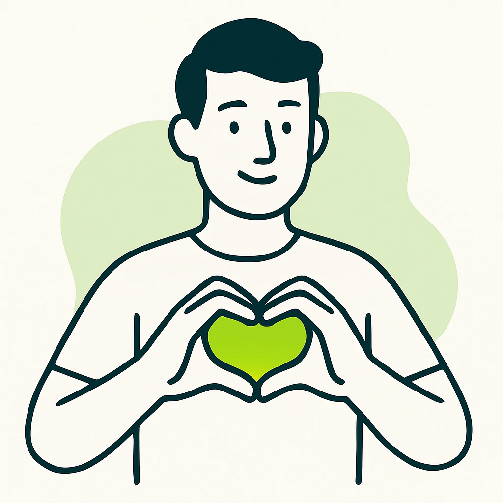 A man with heart shaped hands emoji