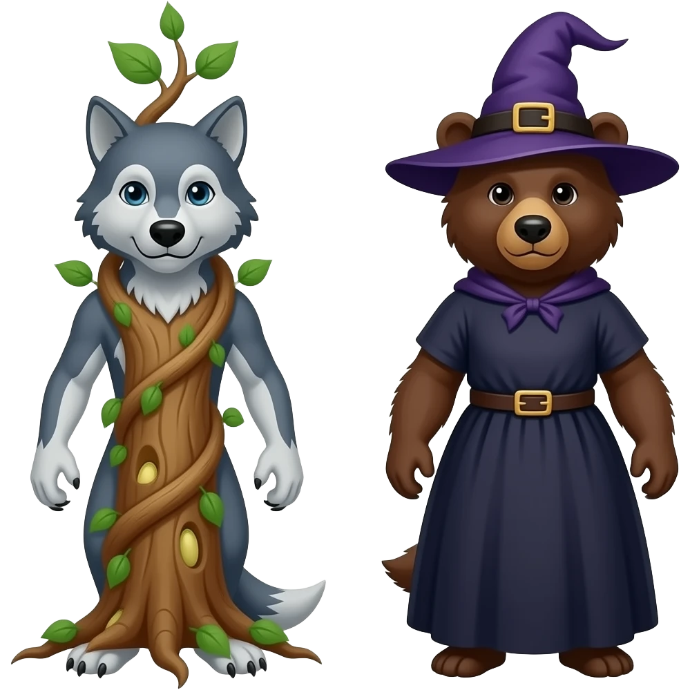 Wolf (little red riding hood), bears (Goldilocks and the three bears), beanstalk (jack and the beanstalk), and witch emoji