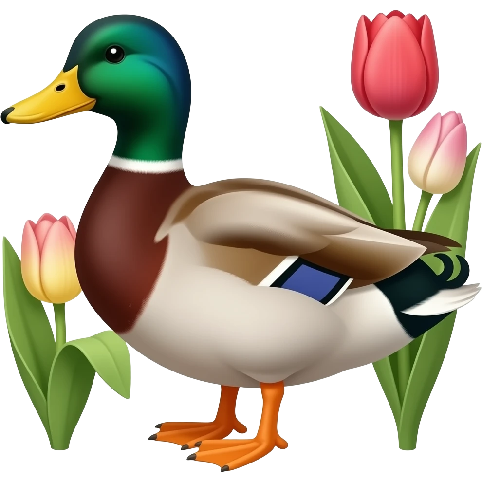 tulips and duck emoji