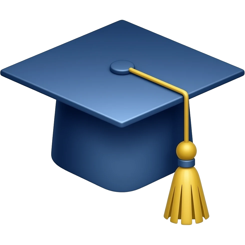 tilted Blue color graduation cap emoji