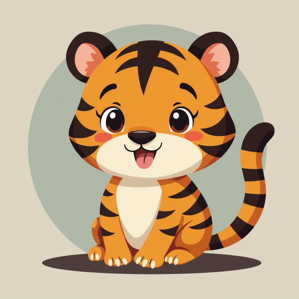 Flat design style tiger emoji