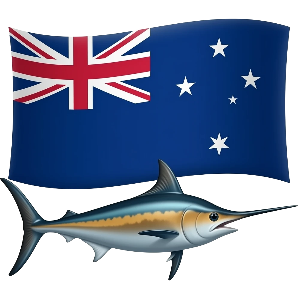 Marlin looking right with tokelau 🇹🇰 flag behind emoji