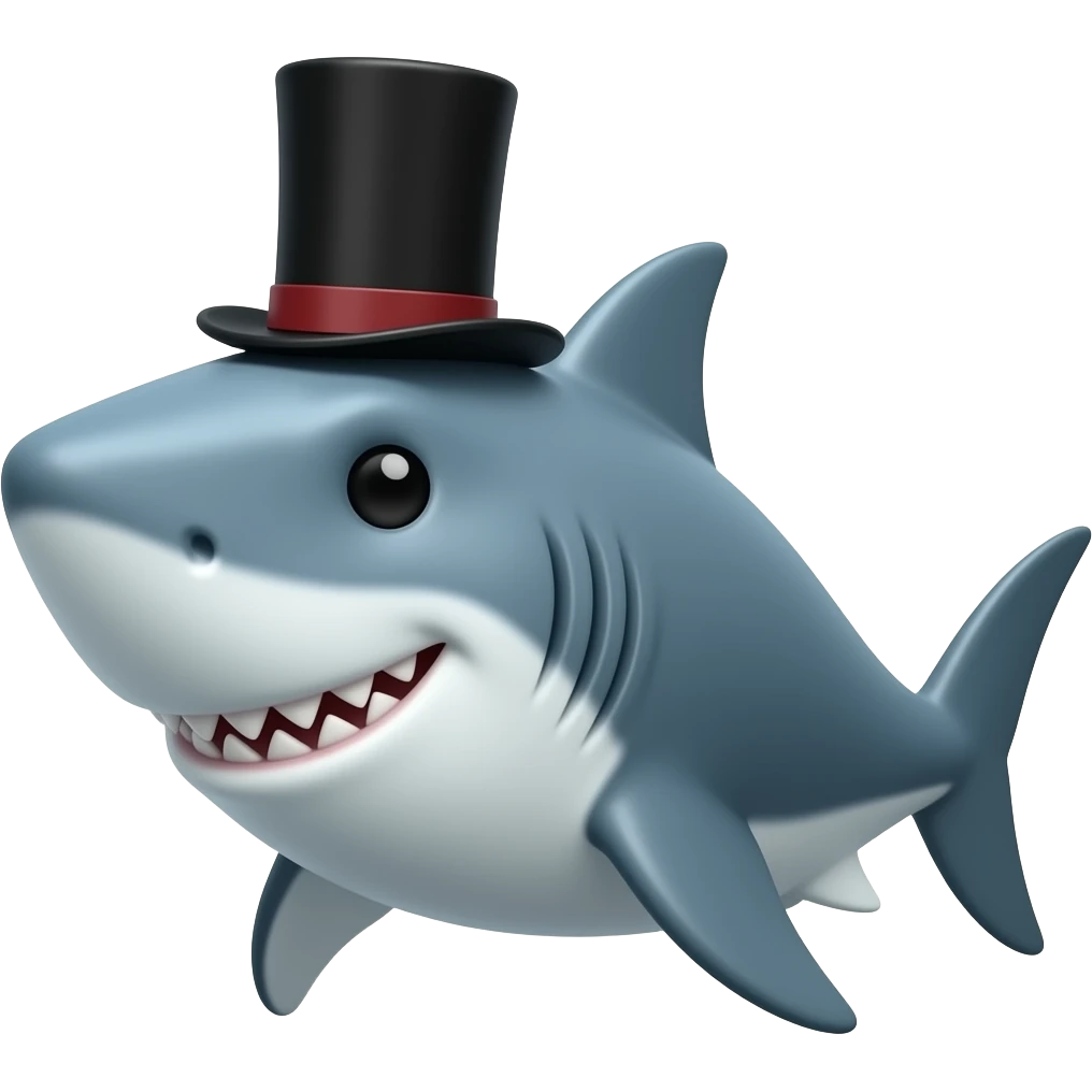 Shark with a top hat emoji