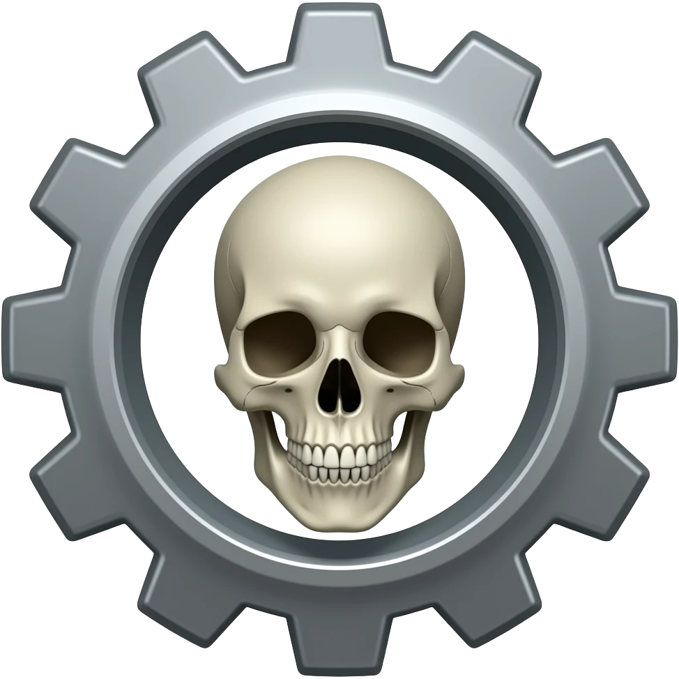 Calavera en medio de un engranaje emoji