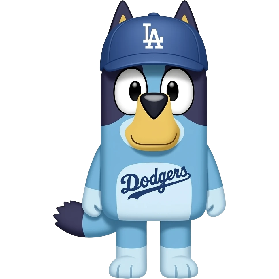 Bluey wearing a LA Dodgers hat emoji
