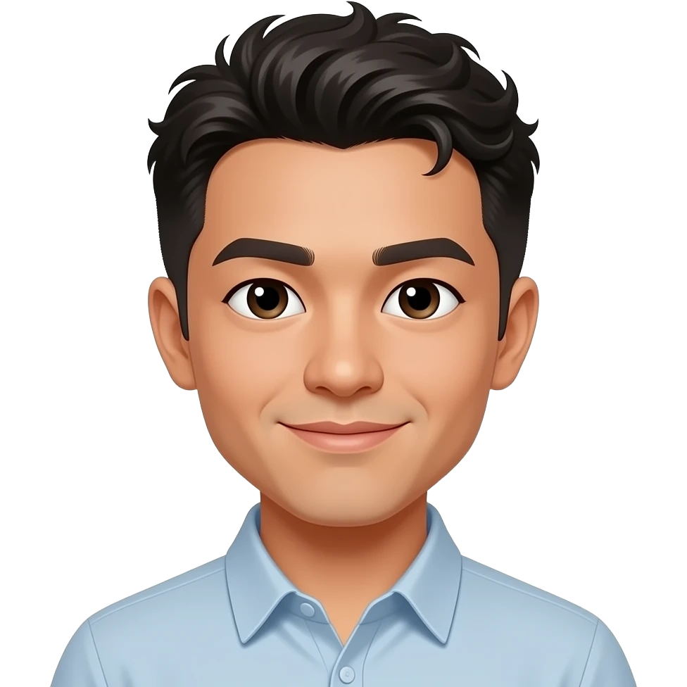 asian husband little bit darker than asian and has curlish short hair split in middle emoji