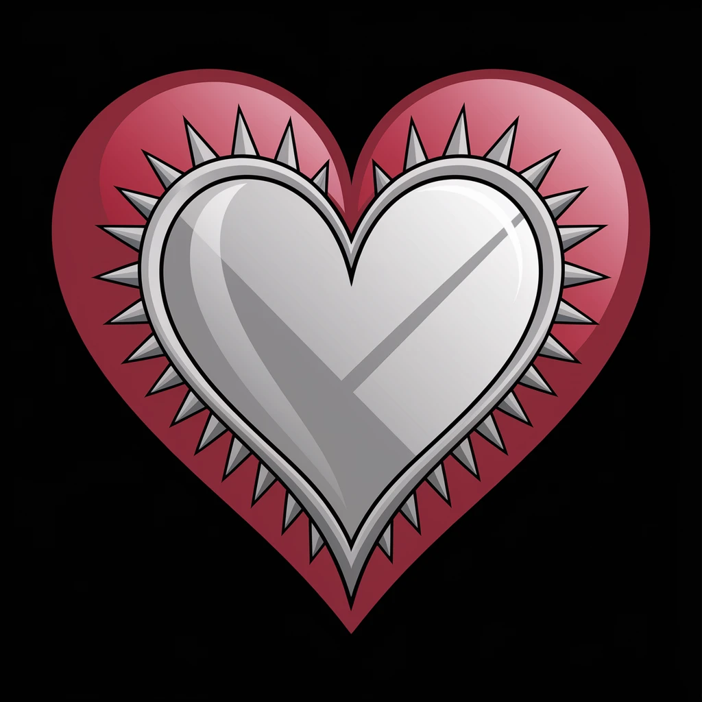 gothic heart with a silver gothic mirror emoji