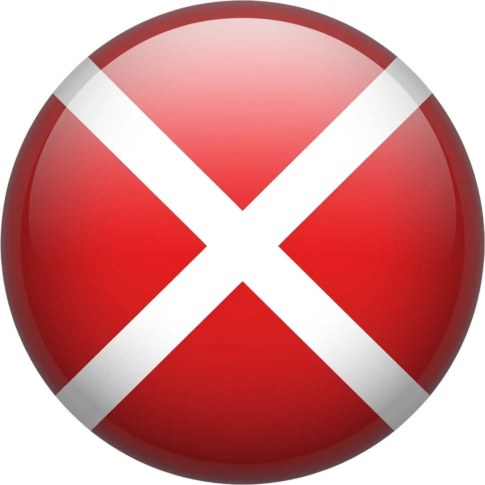 Red filled circle with white X, arrow on end points of X emoji