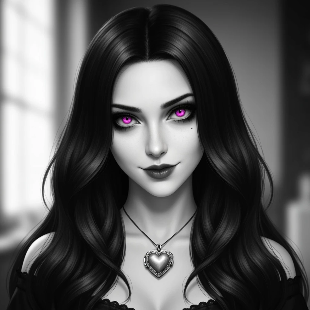 goth profile picture with a heart accent, cute, expressive, minimal emoji