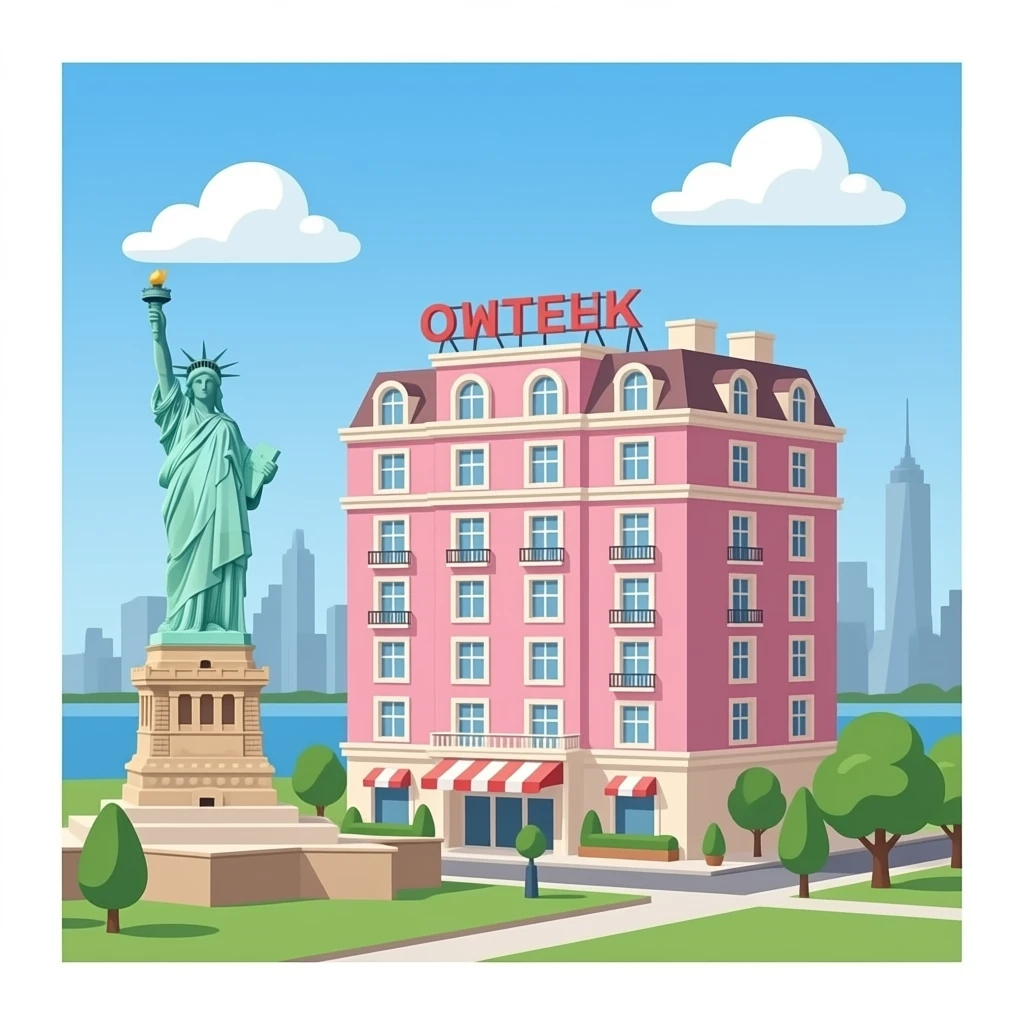 PINK HOTEL in New York statue-of-liberty emoji