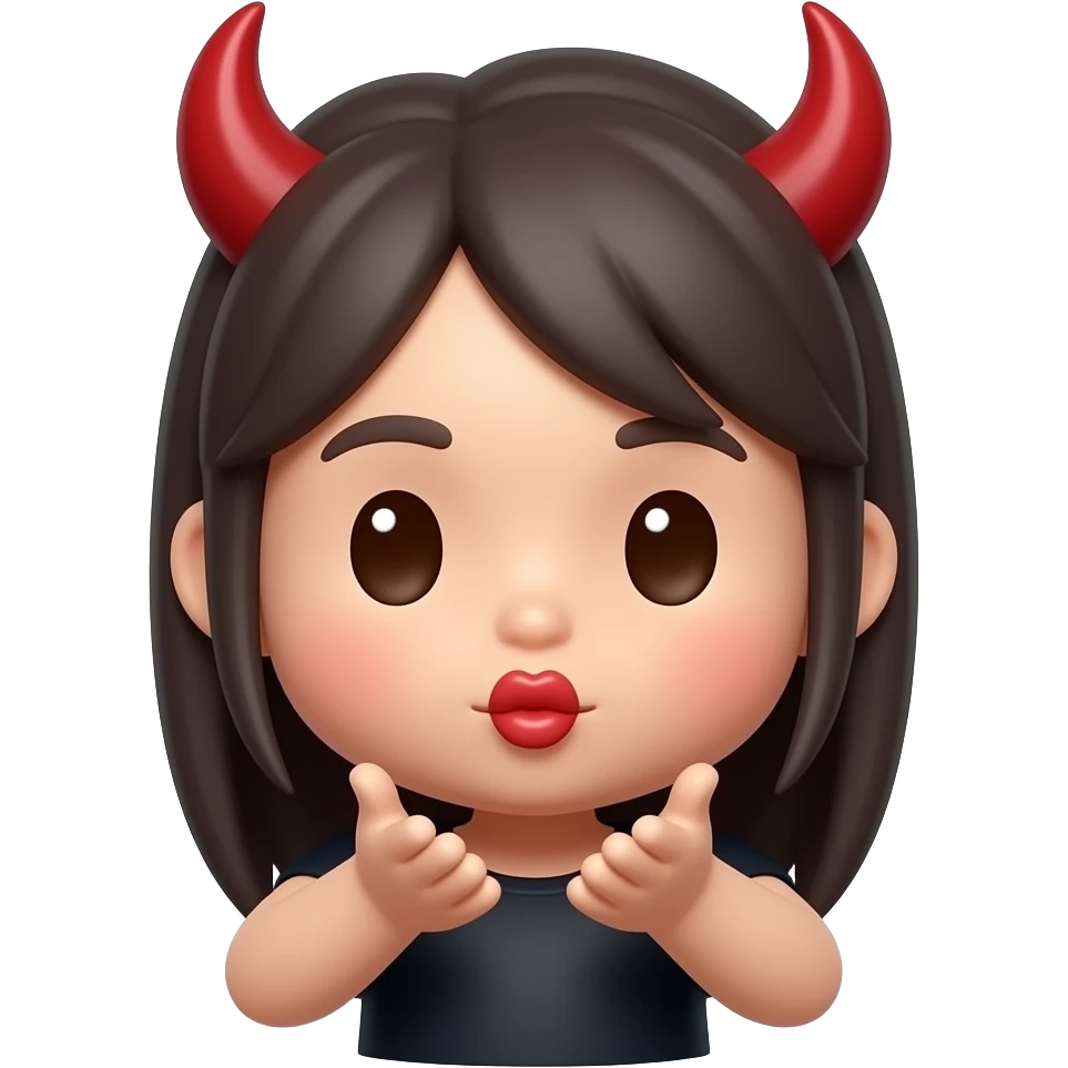 A Emoji The Thats devilish with horns kisses and hands opening smth emoji