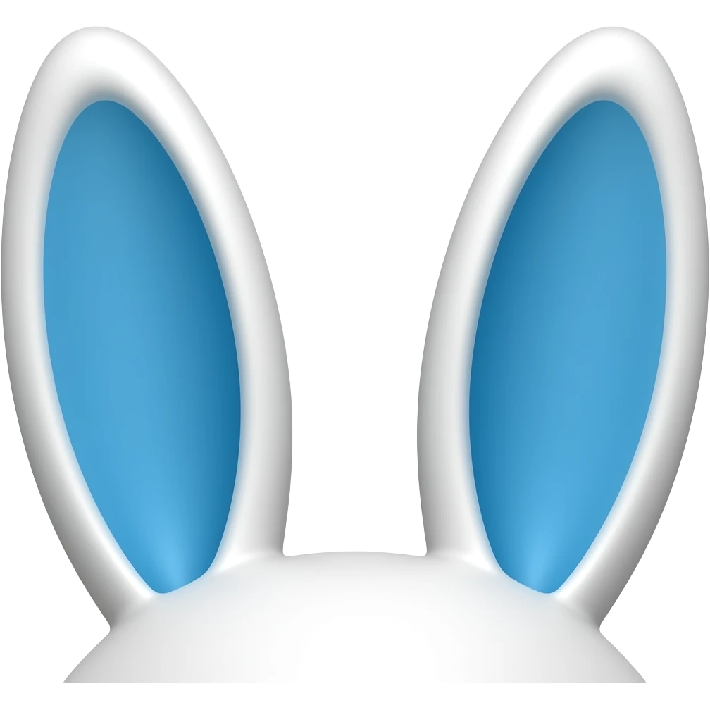 White rabbit ears with blue inner ears emoji