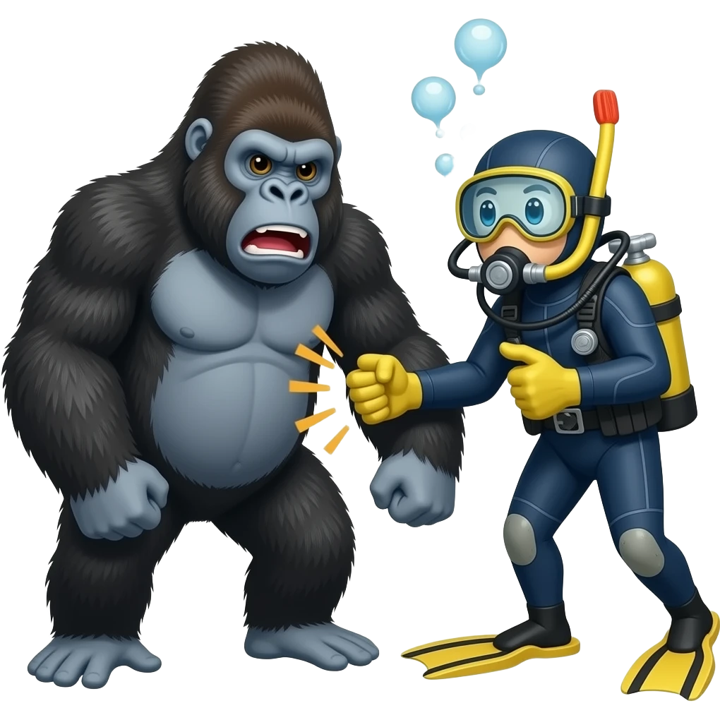 a gorilla hitting the scuba saying 67 emoji