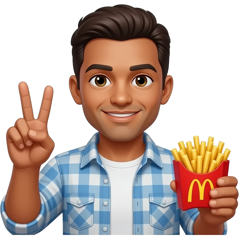 Lightskin Man doing peace sign holding McDonald fries emoji