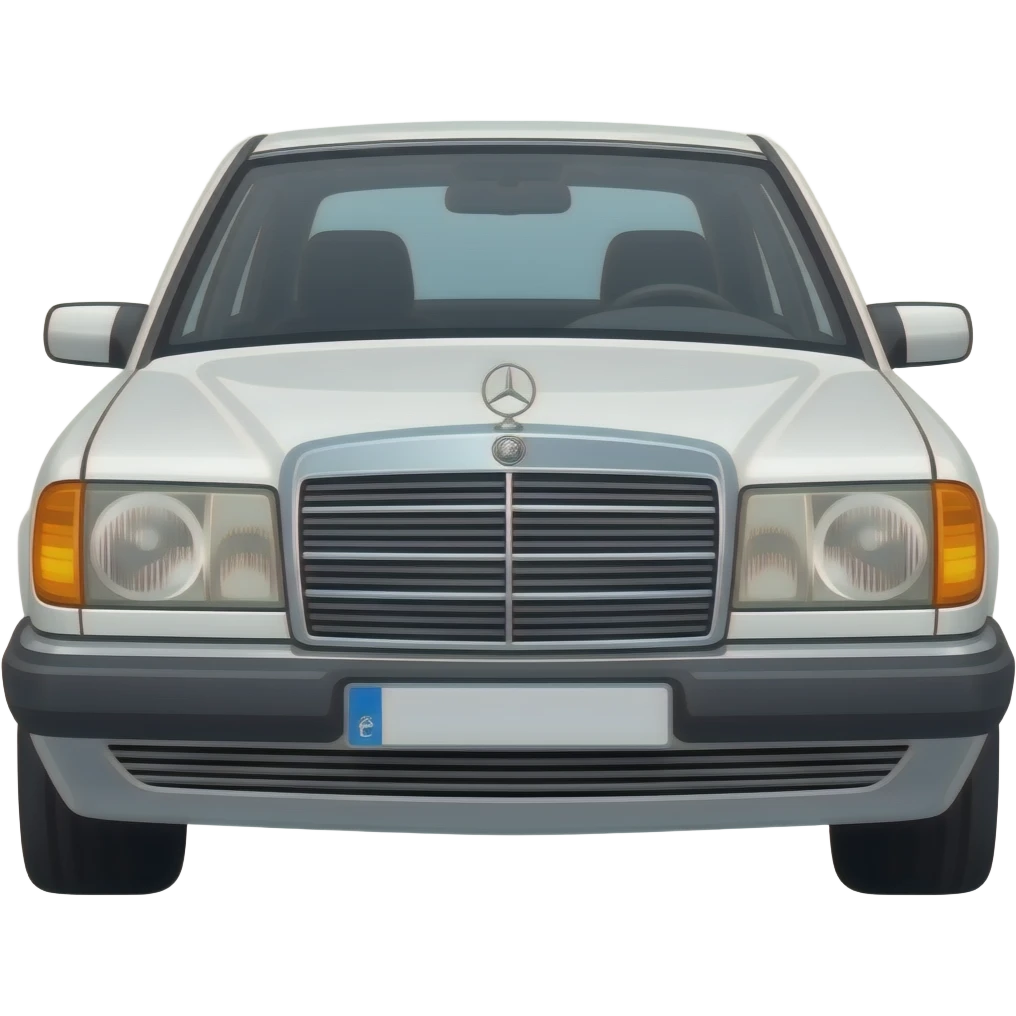 white mercedes 240d left camera emoji