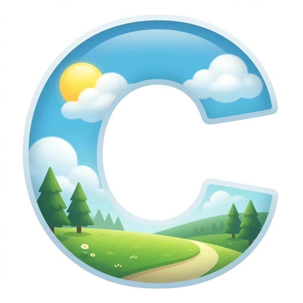 Letter C made from clouds emoji