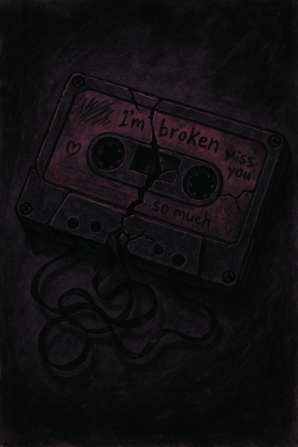emo style broken cassette tape emoji