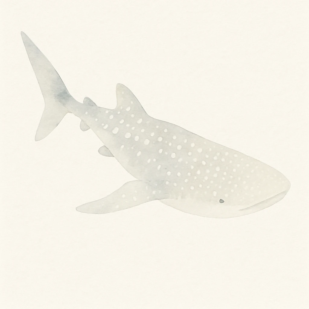 whale shark in watercolor style, spotted pattern, flowing fins, soft gradients, underwater scene, artistic and serene emoji