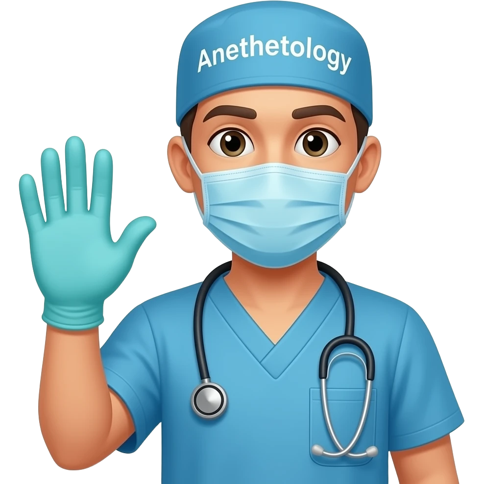 Anesthesiology Doctor with Scrub hand and specialty written on hat emoji