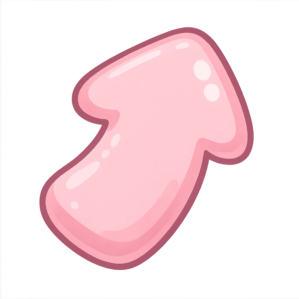 cute pink bubbly arrow, pastel pink, cartoon style, shiny, no text emoji