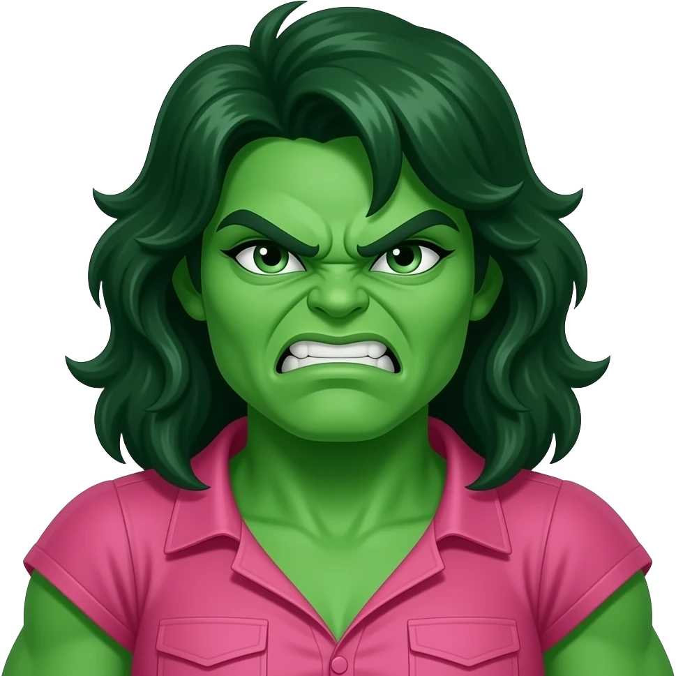 angry she-hulk wearing pink clothes emoji