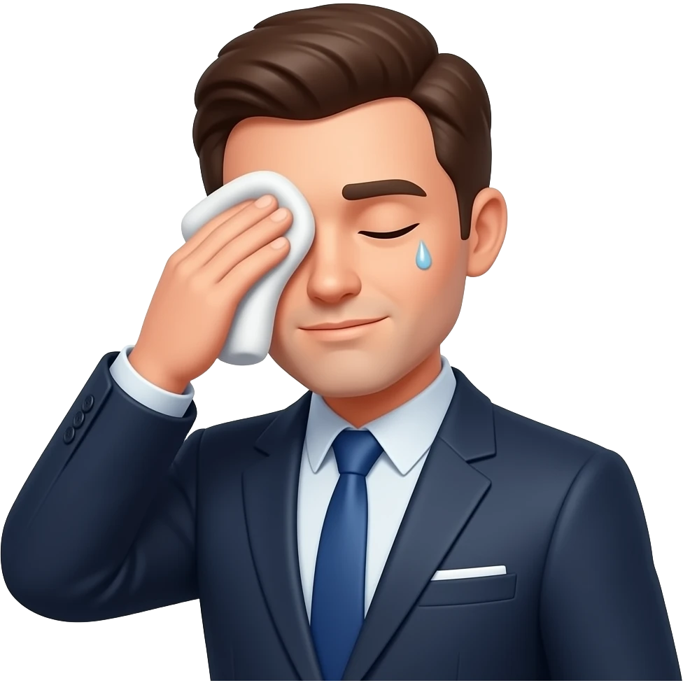Hombre con traje,, tranquilo,secándose el sudor emoji