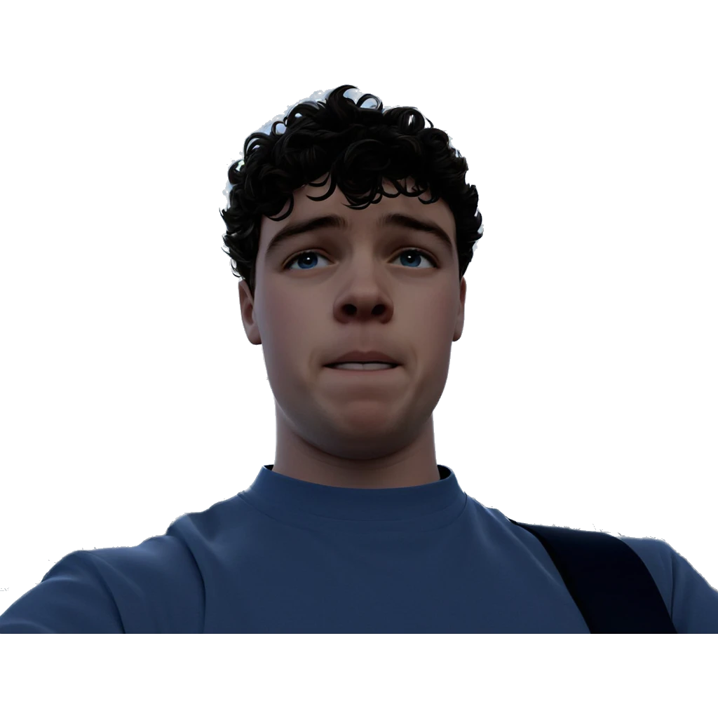 thoughtful boy under blue sky emoji